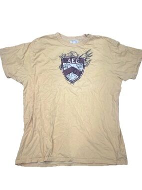 Vintage Y2K American Eagle Outfitters Yellow Logo T-Shirt Men's XL Short Sleeve
